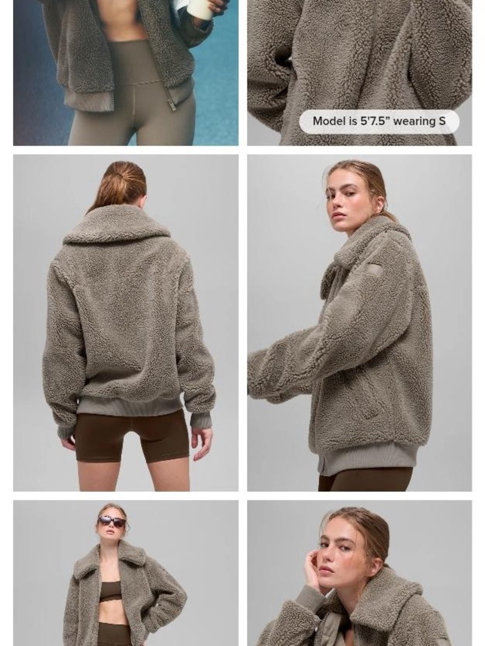 ALO Yoga Taupe Sherpa Zip Jacket